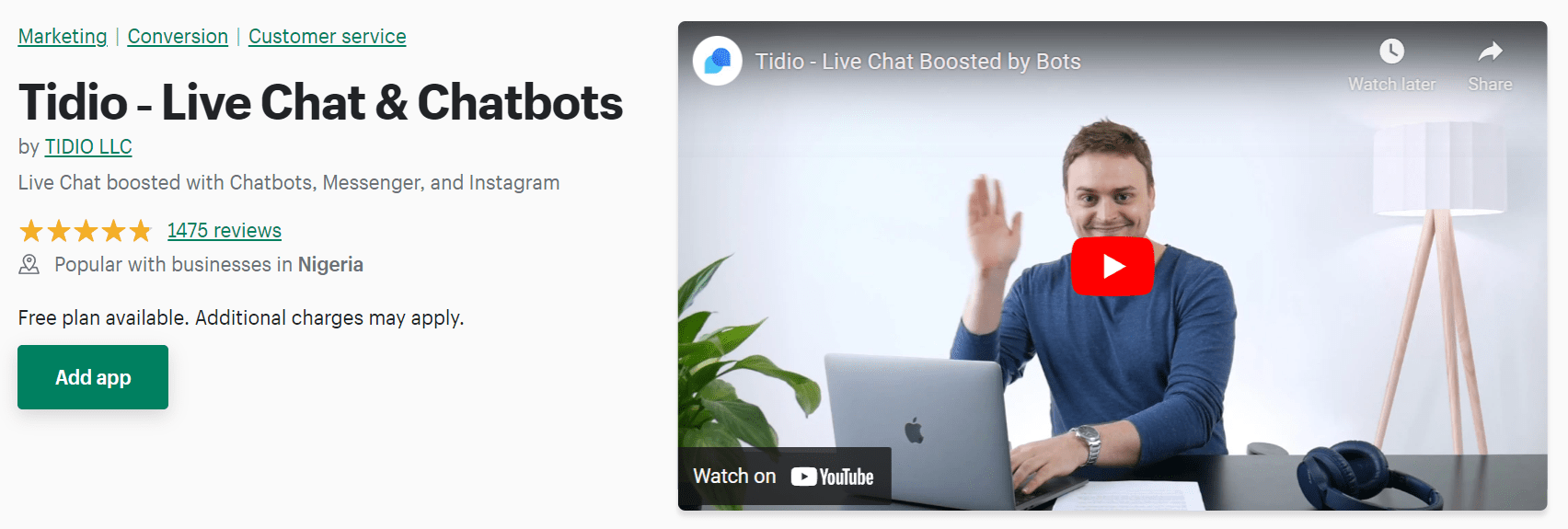 Tidio 实时聊天应用程序
